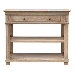 Heston II Oak Timber Console Table, 95cm, Lime Washed Oak by Manoir Chene, a Console Table for sale on Style Sourcebook