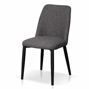 Set of 2 - Emmitt Fabric Dining Chair - Dark Grey in Black Legs by Interior Secrets - AfterPay Available by Interior Secrets, a Dining Chairs for sale on Style Sourcebook