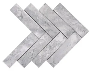 Parade Brazilia Grey Marble Natural Product Herringbone Polished Mosaic by Beaumont Tiles, a Mosaic Tiles for sale on Style Sourcebook