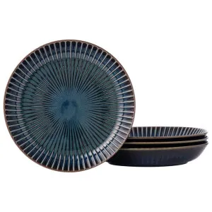 Minoru Touki Sendan Japanese Porcelain 22.5cm Deep Plate, Set of 4, Midnight Blue by Minoru Touki, a Plates for sale on Style Sourcebook