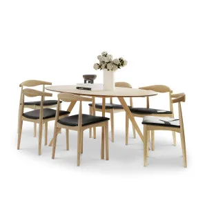 Carol 7 Piece Dining Set with Elba Natural Oak Chairs by L3 Home, a Dining Sets for sale on Style Sourcebook