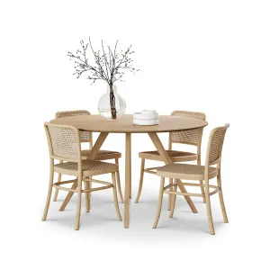 Milari 5 Piece Dining Set with Prague Natural Rattan Chairs by L3 Home, a Dining Sets for sale on Style Sourcebook