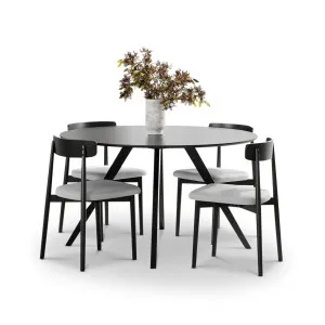 Milari 5 Piece Black Dining Set with Finn Black Grey Oak Chairs by L3 Home, a Dining Sets for sale on Style Sourcebook
