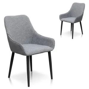 Ex Display - Set of 2 - Acosta Fabric Dining Chair - Pebble Grey in Black Legs by Interior Secrets - AfterPay Available by Interior Secrets, a Dining Chairs for sale on Style Sourcebook