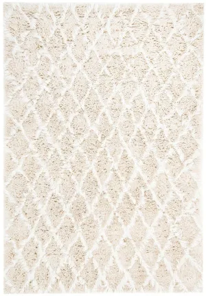 Simrika Cream and Ivory Wool Rug by Miss Amara, a Shag Rugs for sale on Style Sourcebook