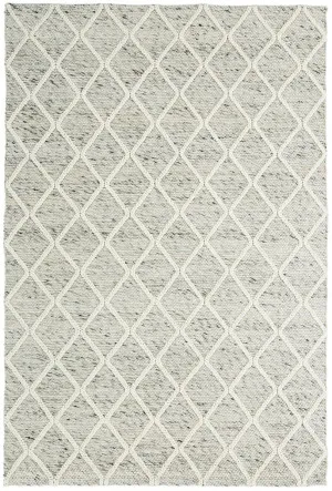 Anja Grey and Ivory Lattice Wool Rug by Miss Amara, a Contemporary Rugs for sale on Style Sourcebook