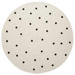 Totit Beige and Black Spotted Round Jute Rug by Miss Amara, a Kids Rugs for sale on Style Sourcebook