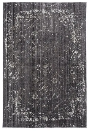 Tamara Dark Grey And Cream Floral Transitional Rug by Miss Amara, a Persian Rugs for sale on Style Sourcebook