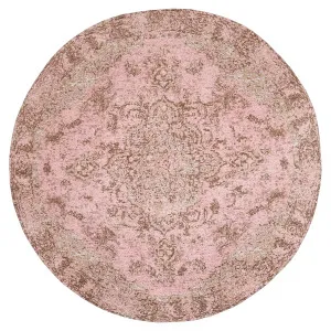 Sahara Turkish Style Pink Distressed Medallion Round Rug by Miss Amara, a Persian Rugs for sale on Style Sourcebook