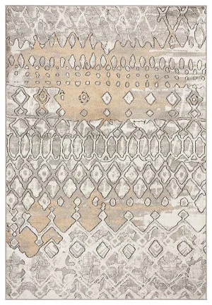 Naavya Beige And Grey Abstract Tribal Rug by Miss Amara, a Persian Rugs for sale on Style Sourcebook
