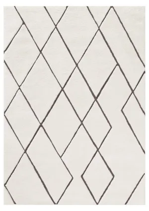 Kayla Cream and Charcoal Grey Tribal Shag Rug by Miss Amara, a Shag Rugs for sale on Style Sourcebook