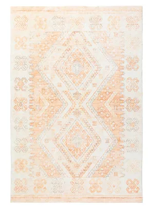 Dayanna Orange and Cream Tribal Washable Rug by Miss Amara, a Persian Rugs for sale on Style Sourcebook