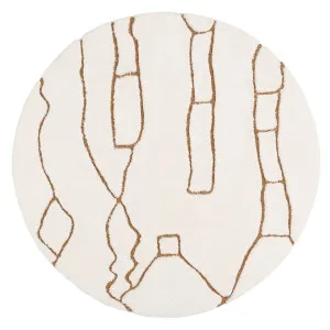 Alayna Cream and Gold Tribal Round Shag Rug by Miss Amara, a Shag Rugs for sale on Style Sourcebook