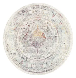 Lara Orange and Purple Multi-Colour Distressed Round Rug by Miss Amara, a Persian Rugs for sale on Style Sourcebook
