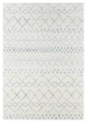 Toni Ivory and Grey Tribal Diamond Rug by Miss Amara, a Persian Rugs for sale on Style Sourcebook