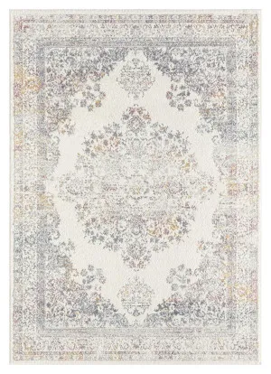 Aysha Pink Yellow and Grey Traditional Medallion Rug by Miss Amara, a Persian Rugs for sale on Style Sourcebook