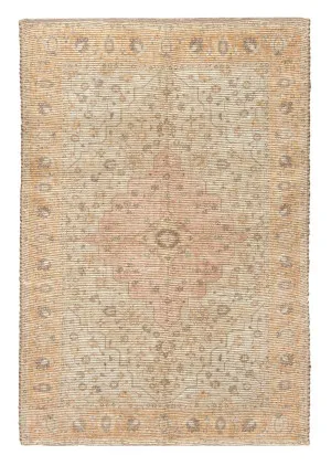 Yulia Orange Peach and Pink Floral Distressed Rug by Miss Amara, a Persian Rugs for sale on Style Sourcebook