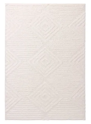 Catriona Ivory Cream Geometric Textured Rug by Miss Amara, a Contemporary Rugs for sale on Style Sourcebook