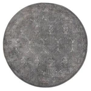 Dalma Charcoal Grey And Ivory Traditional Distressed Round Rug by Miss Amara, a Persian Rugs for sale on Style Sourcebook