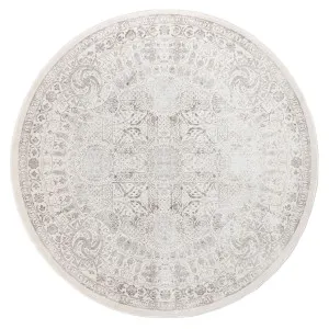 Esmeray Ivory And Grey Traditional Distressed Round Rug by Miss Amara, a Persian Rugs for sale on Style Sourcebook