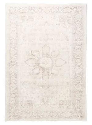 Patina Cream and Beige Distressed Washable Rug by Miss Amara, a Persian Rugs for sale on Style Sourcebook