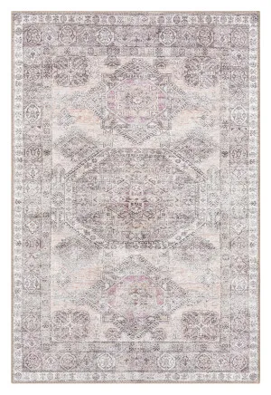Mindi Grey and Pink Traditional Distressed Washable Rug by Miss Amara, a Persian Rugs for sale on Style Sourcebook