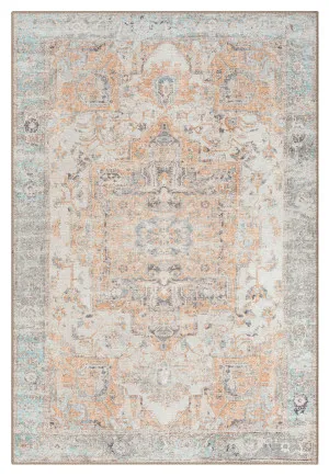 Ceren Orange and BlueTraditional Distressed Washable Rug by Miss Amara, a Persian Rugs for sale on Style Sourcebook