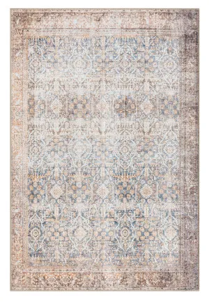 Krisna Brown and BlueTraditional Distressed Washable Rug by Miss Amara, a Persian Rugs for sale on Style Sourcebook