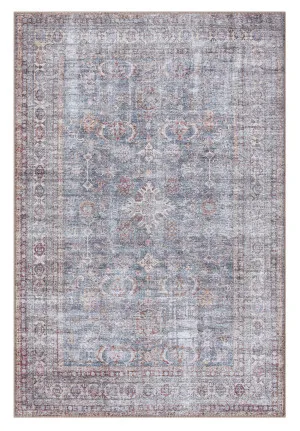 Sorra Blue and Brown Traditional Distressed Washable Rug by Miss Amara, a Persian Rugs for sale on Style Sourcebook