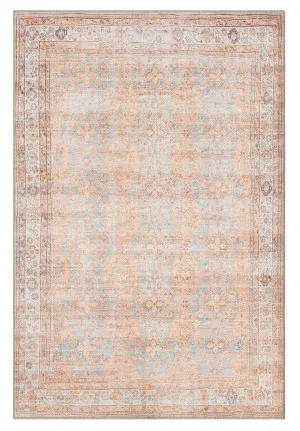 Narem Pink Orange and Blue Traditional Distressed Washable Rug by Miss Amara, a Persian Rugs for sale on Style Sourcebook