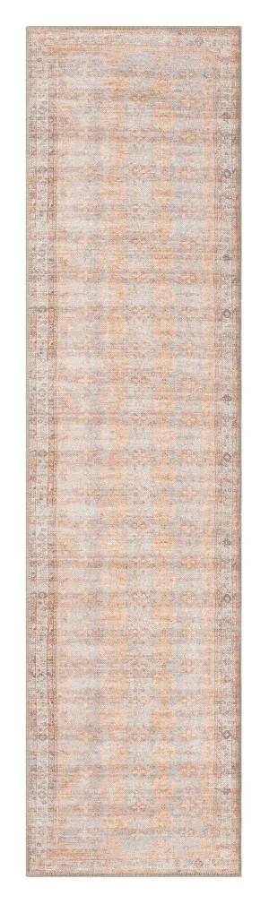 Narem Pink Orange and Blue Traditional Distressed Washable Runner Rug by Miss Amara, a Persian Rugs for sale on Style Sourcebook