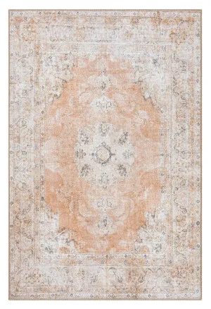 Zarina Orange and Beige Traditional Distressed Washable Rug by Miss Amara, a Persian Rugs for sale on Style Sourcebook
