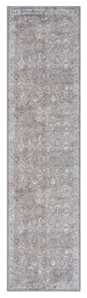 Ava Grey and Gold Traditional Distressed Washable Runner Rug by Miss Amara, a Persian Rugs for sale on Style Sourcebook