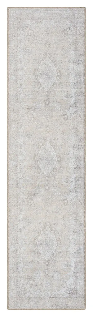 Tinka Beige and Grey Traditional Distressed Washable Runner Rug by Miss Amara, a Persian Rugs for sale on Style Sourcebook