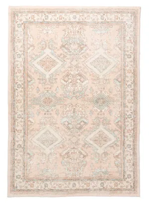 Edwina Peach and Blue Distressed Washable Rug by Miss Amara, a Other Rugs for sale on Style Sourcebook