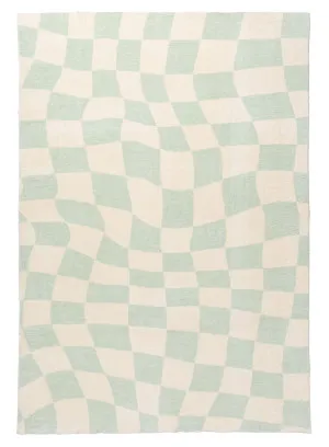 Ilenna Green and Ivory Abstract Checkered Washable Rug by Miss Amara, a Kids Rugs for sale on Style Sourcebook