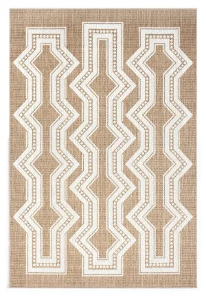 Lora Brown and Ivory Tribal Flatweave Indoor Outdoor Rug by Miss Amara, a Persian Rugs for sale on Style Sourcebook