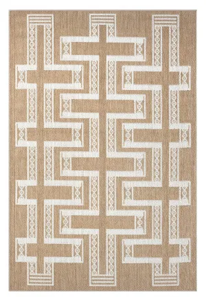 Adeswa Brown and Ivory Tribal Flatweave Indoor Outdoor Rug by Miss Amara, a Persian Rugs for sale on Style Sourcebook