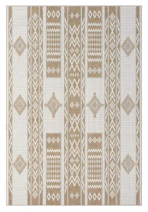 Sitaah Brown and Ivory Tribal Flatweave Indoor Outdoor Rug by Miss Amara, a Persian Rugs for sale on Style Sourcebook