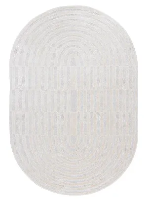 Orla Ivory Cream Striped Indoor Outdoor Oval Rug by Miss Amara, a Other Rugs for sale on Style Sourcebook