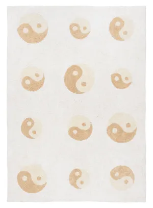 Marika Cream and Beige Yin Yang Cotton Washable Rug by Miss Amara, a Kids Rugs for sale on Style Sourcebook