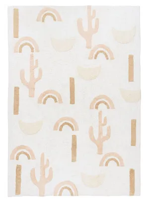 Nikita Peach Brown Desert Cotton Washable Rug by Miss Amara, a Kids Rugs for sale on Style Sourcebook