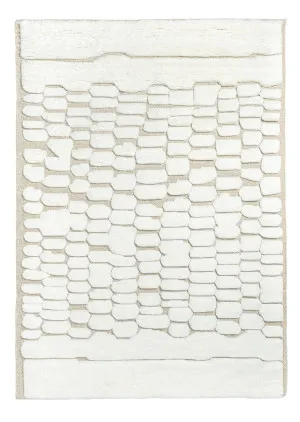 Aminata Ivory Abstract Textured Wool Rug by Miss Amara, a Contemporary Rugs for sale on Style Sourcebook
