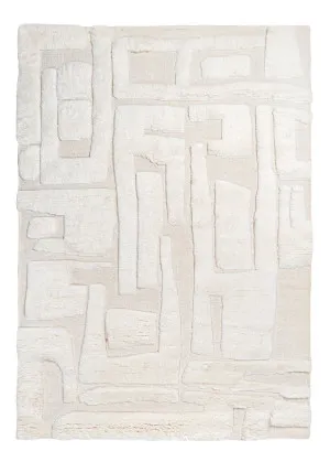 Rolini Ivory Abstract Textured Wool Rug by Miss Amara, a Contemporary Rugs for sale on Style Sourcebook