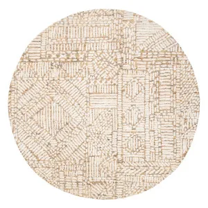 Jordan Mustard and Beige Geometric Modern Round Rug by Miss Amara, a Contemporary Rugs for sale on Style Sourcebook