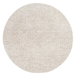 Melia Grey and Ivory Tribal Textured Round Rug by Miss Amara, a Contemporary Rugs for sale on Style Sourcebook