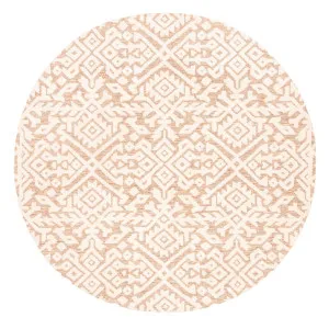 Paloma Peach and Ivory Tribal Patterned Round Rug by Miss Amara, a Persian Rugs for sale on Style Sourcebook
