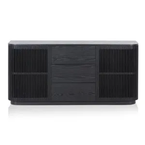 Rostock Wooden 2 Door 3 Drawer Curved Sideboard, 160cm, Black by Conception Living, a Sideboards, Buffets & Trolleys for sale on Style Sourcebook