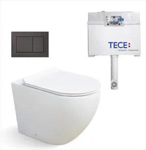Cai In-wall Toilet Suite S&P Trap with Square ABS Gloss Black Button by Tece, a Toilets & Bidets for sale on Style Sourcebook
