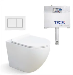 Cai In-wall Toilet Suite S&P Trap with Square ABS Matte White Button by Tece, a Toilets & Bidets for sale on Style Sourcebook